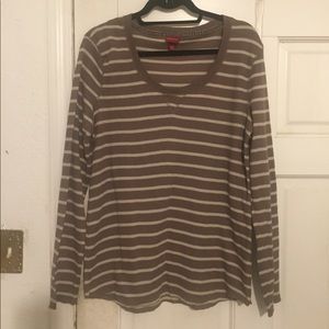 Tan/Cream striped thermal top NWOT Never Worn !